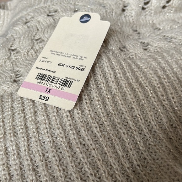 NWT ST JOHNS BAY CREAM/GOLD ROUND NECK SWEATER SZ 1X - Picture 10 of 10